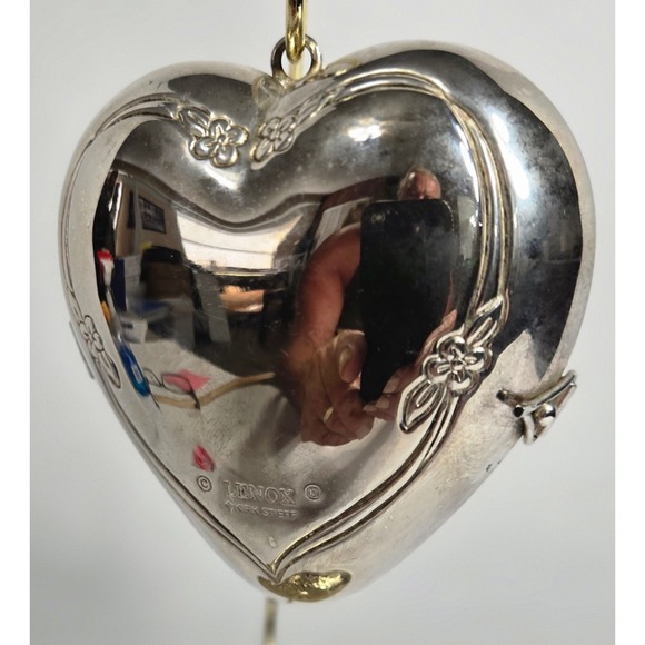 Lenox Vtg. Kirk Stieff Collection Silver Plated Heart Shaped Hinged Trinket Box - Picture 11 of 12